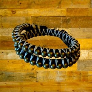 Handmade upcycled leather wrap bracelet